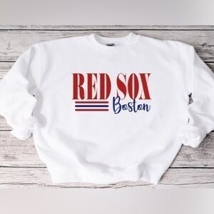 Red Sox Striped Crewneck- white